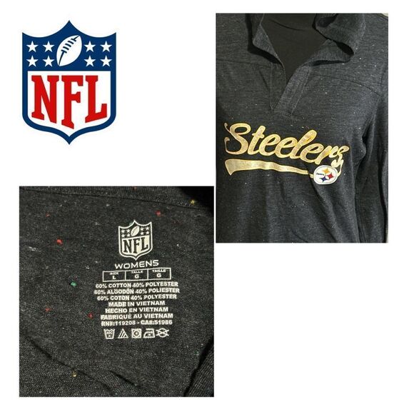 NFL Pittsburgh Steeler Women’s Thin VNeck Hoodie - Size L‎ - Picture 3 of 3